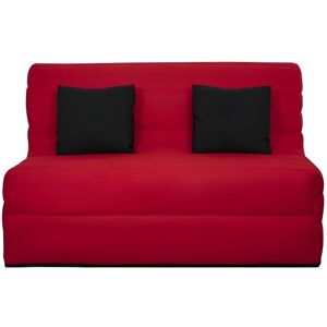 DUNLOPILLO Banquette BZ - Tissu Rouge + 2 coussins noir - L 140 x P 99 x H 98 cm - Made in France - ALICE