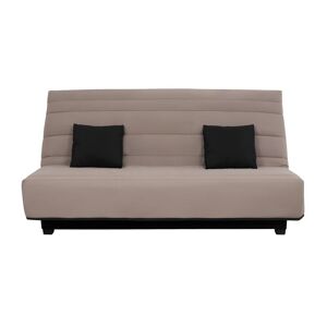 DUNLOPILLO Banquette Clic clac - Tissu Taupe + 2 coussins Noir - L 194 x P 98 x H 102 cm - Made in France - ALEX