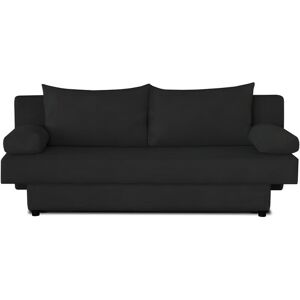 Banquette convertible PIRY 3 places - Tissu noir - Classique - L 187 x P 88 cm