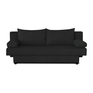 Banquette convertible PIRY 3 places - Tissu noir - Classique - L 187 x P 88 cm