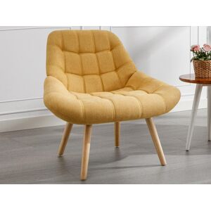 Vente unique Fauteuil en tissu jaune moutarde LUOSTO