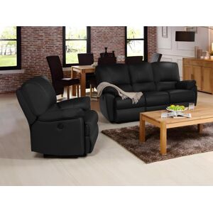 Vente-unique Fauteuil relax électrique en cuir MARCIS - Noir