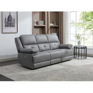 Vente unique Canape 3 places relax electrique en tissu gris DOLENE