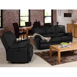 Vente-unique Canapé 3 places et un fauteuil relax électrique en cuir MARCIS - Noir