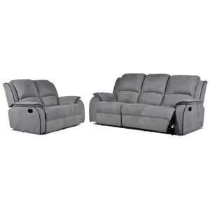 Vente-unique Canapes 3 places et 2 places relax en microfibre HERNANI - Gris