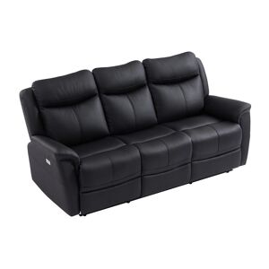 Vente-unique.com Canapé 3 places relax électrique en cuir de vachette noir NOMAJO