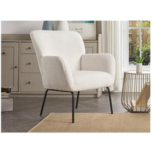 Vente unique Fauteuil en tissu bouclette blanc SILETO