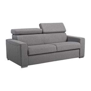 Vente-unique Canapé 3 places convertible express en tissu gris - Couchage 140 cm - Matelas 14 cm VIZIR