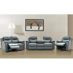 Vente unique Canapes 3 places 2 places et un fauteuil relax EVASION en cuir Gris