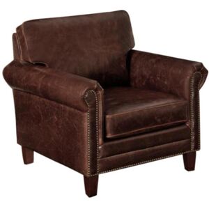 Vente-unique.com Fauteuil en cuir vieilli CASSANDRA - Marron