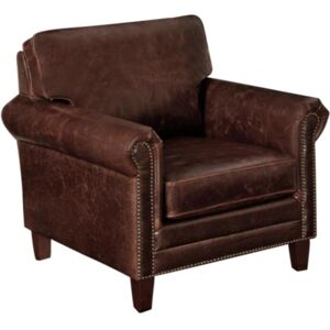 Vente-unique.com Fauteuil en cuir vieilli CASSANDRA - Marron