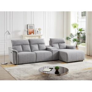 Vente unique Canape dangle droit relax electrique en tissu gris clair GARUVO