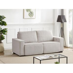 Vente unique Canape 3 places relax electrique en velours cotele beige AMELIO