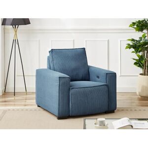 Vente unique Fauteuil relax electrique en tissu cotele bleu AMELIO