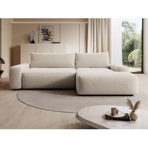 Vente unique Canape dangle gauche convertible en tissu texture creme DAVISO