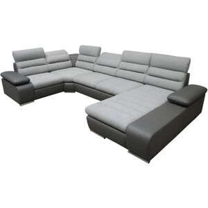 Vente unique Canape dangle panoramique convertible en tissu et simili BOILEAU Bicolore grisanthracite Angle droit