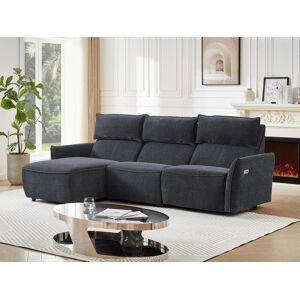 Vente unique Canape dangle gauche relax electrique en tissu texture anthracite LOANO