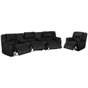 Vente-unique Canape 3 places et un fauteuil relax en cuir AROMA - Noir