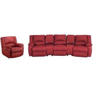 Vente unique Canape 3 places et un fauteuil relax en cuir AROMA Rouge