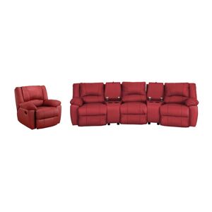 Vente-unique Canapé 3 places et un fauteuil relax en cuir AROMA - Rouge