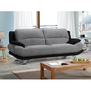 Vente unique Canape 3 places en microfibre MUSKO Bicolore gris et noir