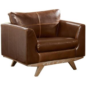 Vente unique Fauteuil en cuir vieilli ALEGAN Marron