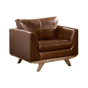 Vente-unique Fauteuil en cuir vieilli ALEGAN - Marron