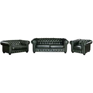 Vente uniquecom Canapes chesterfield 3 places 2 places et un fauteuil BRENTON 100 cuir de buffle Vert Empire