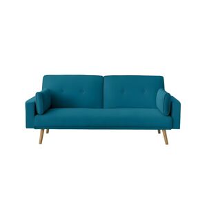 Loungitude Canapé droit scandinave ELGA convertible 3 places en tissu - Bleu