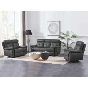 Vente unique Canape 3 places et fauteuil relax en cuir gris VINETA