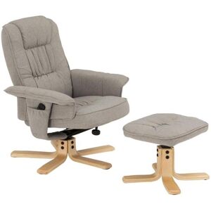 Idimex Fauteuil de relaxation CHARLY avec repose-pieds pouf siège pivotant dossier inclinable assise rembourrée relax, en tissu gris