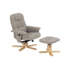 Idimex Fauteuil de relaxation CHARLY avec repose-pieds pouf siège pivotant dossier inclinable assise rembourrée relax, en tissu gris