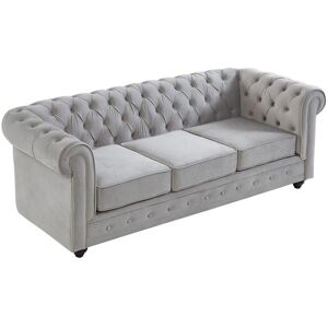 Vente-unique Canapé 3 places CHESTERFIELD - Velours gris clair