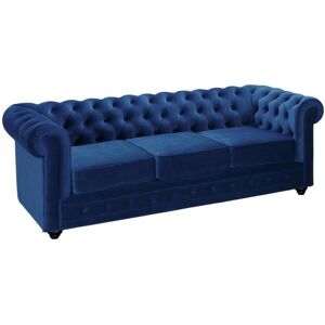 Vente-unique Canapé 3 places CHESTERFIELD - Velours bleu roi