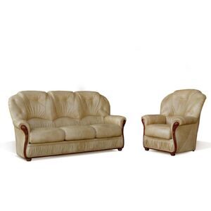 Vente unique Canape 3 places et un fauteuil 100 cuir de buffle DAPHNE Beige