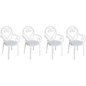 Vente-unique.com Lot de 4 fauteuils de jardin empilables en metal facon fer forge - Blanc - GUERMANTES de MYLIA