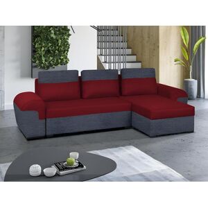 Vente-unique Canapé d'angle réversible et convertible en tissu GABY - Bicolore rouge et anthracite