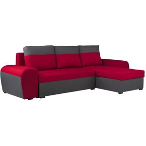 Vente-unique Canapé d'angle réversible et convertible en tissu GABY - Bicolore rouge et anthracite