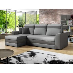 Vente unique Canape dangle reversible et convertible GIANY en tissu et simili Gris clair avec bandes anthracites