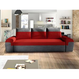 Vente unique Canape 3 places convertible GABY en tissu Bicolore rouge et anthracite