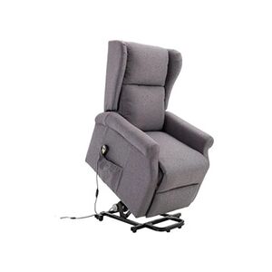 HOMCOM Fauteuil de relaxation électrique fauteuil releveur inclinable avec repose-pied ajustable lin gris chiné - Publicité