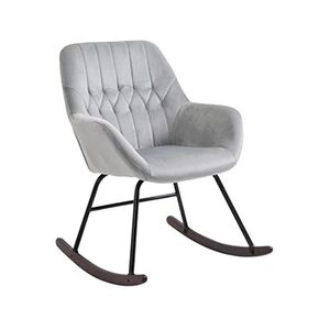 HOMCOM Fauteuil à bascule grand confort accoudoirs assise dossier garnissage mousse haute densité velours gris clair - Publicité