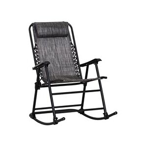 Outsunny Fauteuil à bascule rocking chair pliable de jardin dim. 94L x 64l x 110H cm acier époxy textilène gris chiné - Publicité