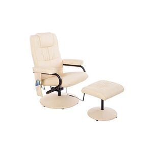 HOMCOM Fauteuil de massage et relaxation électrique pivotant inclinable avec repose-pied revêtement synthétique beige - Publicité