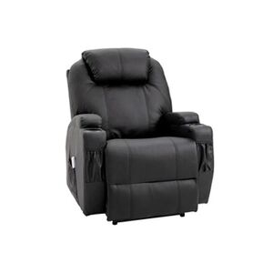 HOMCOM Fauteuil luxe de relaxation et massage inclinaison dossier repose-pied électrique revêtement synthétique noir - Publicité