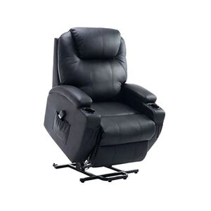 HOMCOM Fauteuil releveur électrique fauteuil de relaxation inclinable repose-pied relevable grand confort télécommande revêtement synthétique noir - Publicité