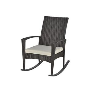 Outsunny Fauteuil à bascule rocking chair avec coussin d'assise déhoussable 66L x 88l x 98H cm résine tressée imitation rotin chocolat - Publicité