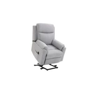 HOMCOM Fauteuil de relaxation électrique - fauteuil releveur inclinable avec repose-pied ajustable et télécommande - tissu aspect lin gris clair - Publicité