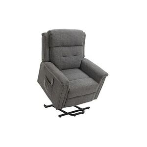 HOMCOM Fauteuil releveur électrique inclinable - repose-pied ajustable - télécommande - fauteuil de relaxation - tissu polyester aspect lin gris chiné - Publicité