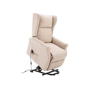 HOMCOM Fauteuil de relaxation électrique fauteuil releveur inclinable avec repose-pied ajustable lin beige - Publicité